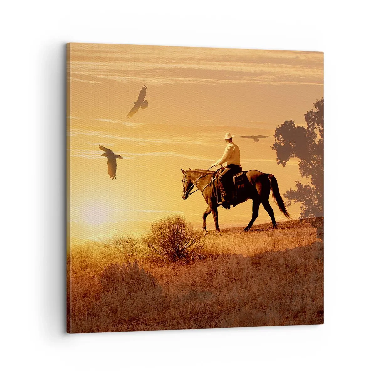 Bild auf Leinwand - Leinwandbild - Allein durch die Prärie - 60x60 cm