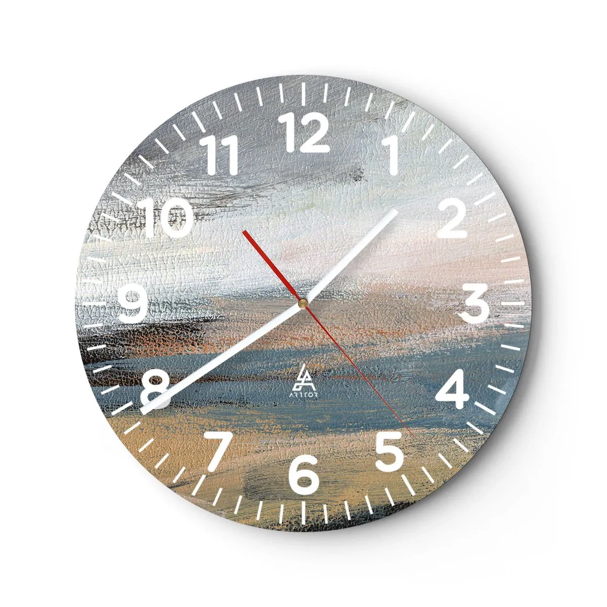Wanduhr - Glasuhr - Abstraktion: nördliche Landschaft - 30x30 cm