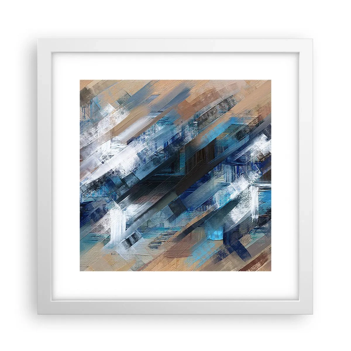 Poster in einem weißen Rahmen - Auf einer blauen Diagonale - 30x30 cm