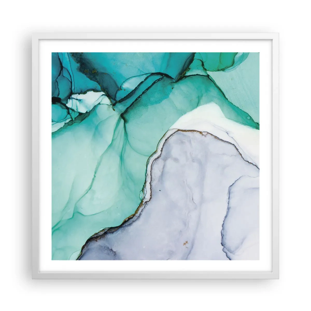 Poster in einem weißen Rahmen - Eine Studie in Türkis - 60x60 cm