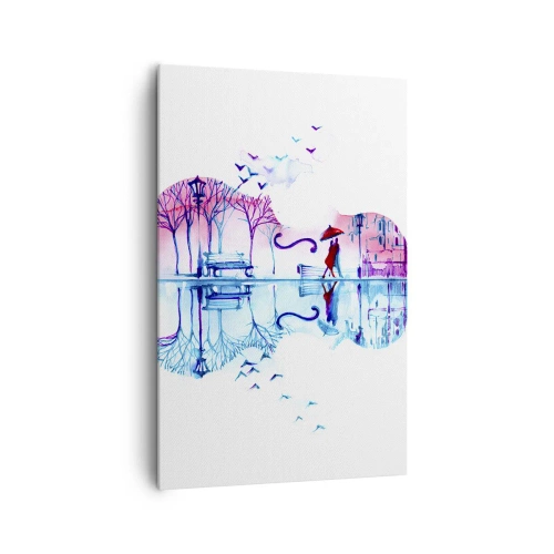 Bild auf Leinwand - Leinwandbild - Stadtsilhouette in Form einer Violine in Aquarellfarben - 80x120cm - Ich bringe dir ein paar Regenbögen - Moderne Wanddekoration für Wohnzimmer und Schlafzimmer ARTTOR