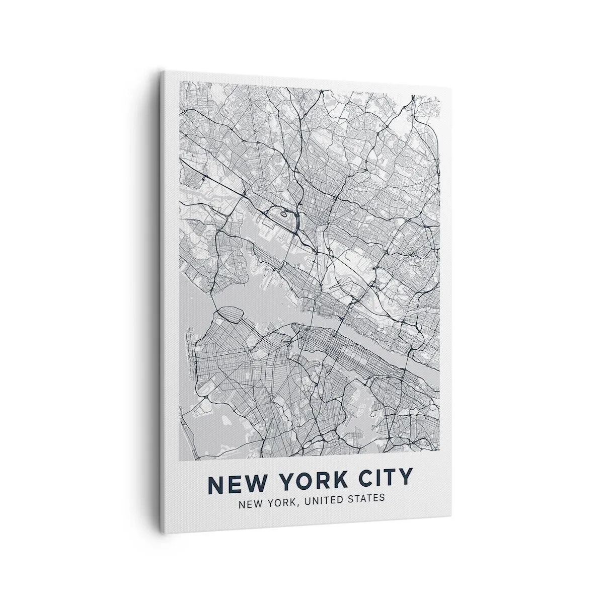 Bild auf Leinwand - Leinwandbild - Ein Stadtplan im minimalistischen Stil auf grauem Hintergrund - 50x70cm - Die Anatomie einer Metropole - Moderne Wanddekoration für Wohnzimmer und Schlafzimmer ARTTOR