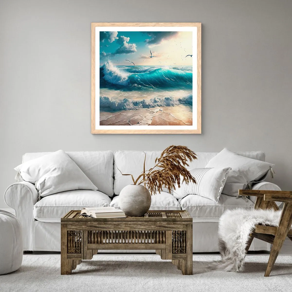 Poster in einem Rahmen aus heller Eiche - Es summt nur für dich - 50x50 cm