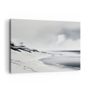 Bild auf Leinwand - Leinwandbild - Ein Strand in gedämpften Grau- und Blautönen - 100x70cm - Für immer zusammen - Moderne Wanddekoration für Wohnzimmer und Schlafzimmer ARTTOR