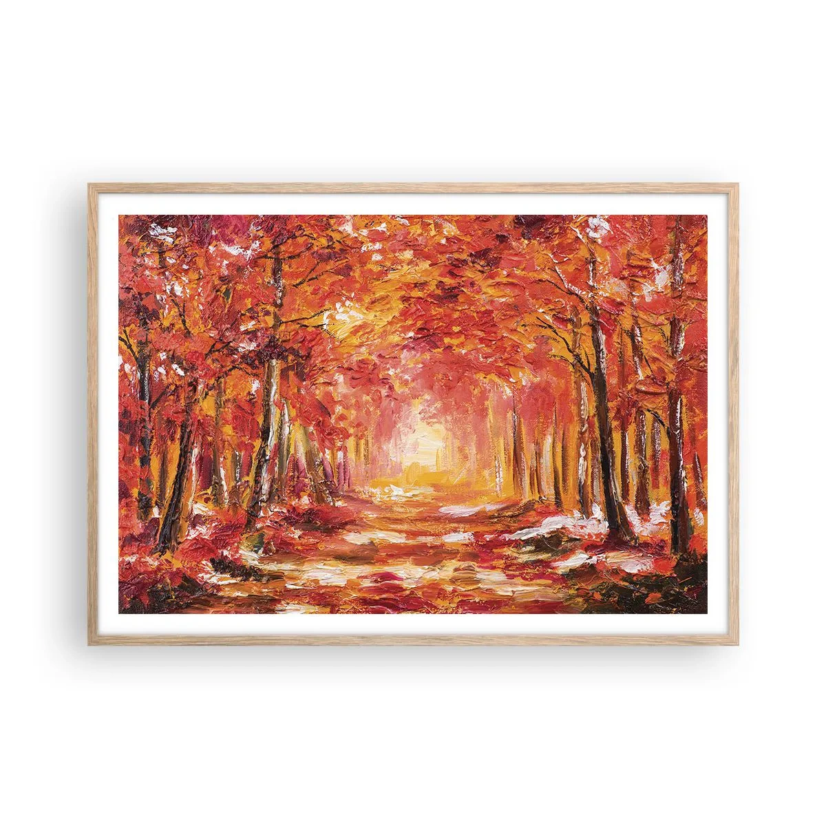 Poster in einem Rahmen aus heller Eiche - Kupferwald - 100x70 cm