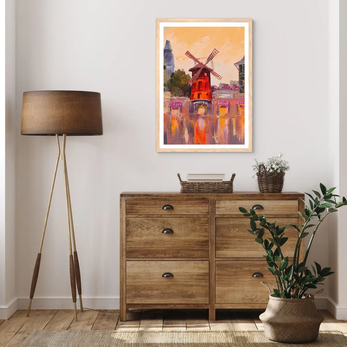 Poster in einem Rahmen aus heller Eiche - Pariser Ikonen – Moulin Rouge - 61x91 cm