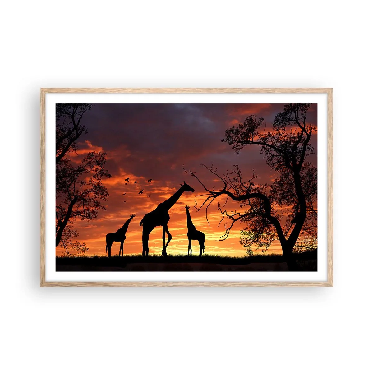 Poster in einem Rahmen aus heller Eiche - Ein kleines Abendessen mit deinen Liebsten - 91x61 cm