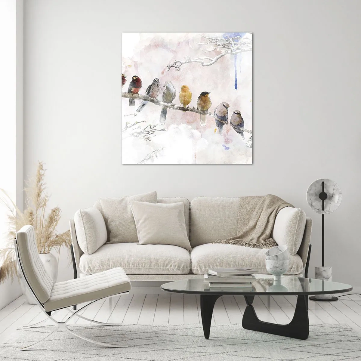 Glasbild - Bild auf glas - Geflügeltes Treffen - 50x50 cm