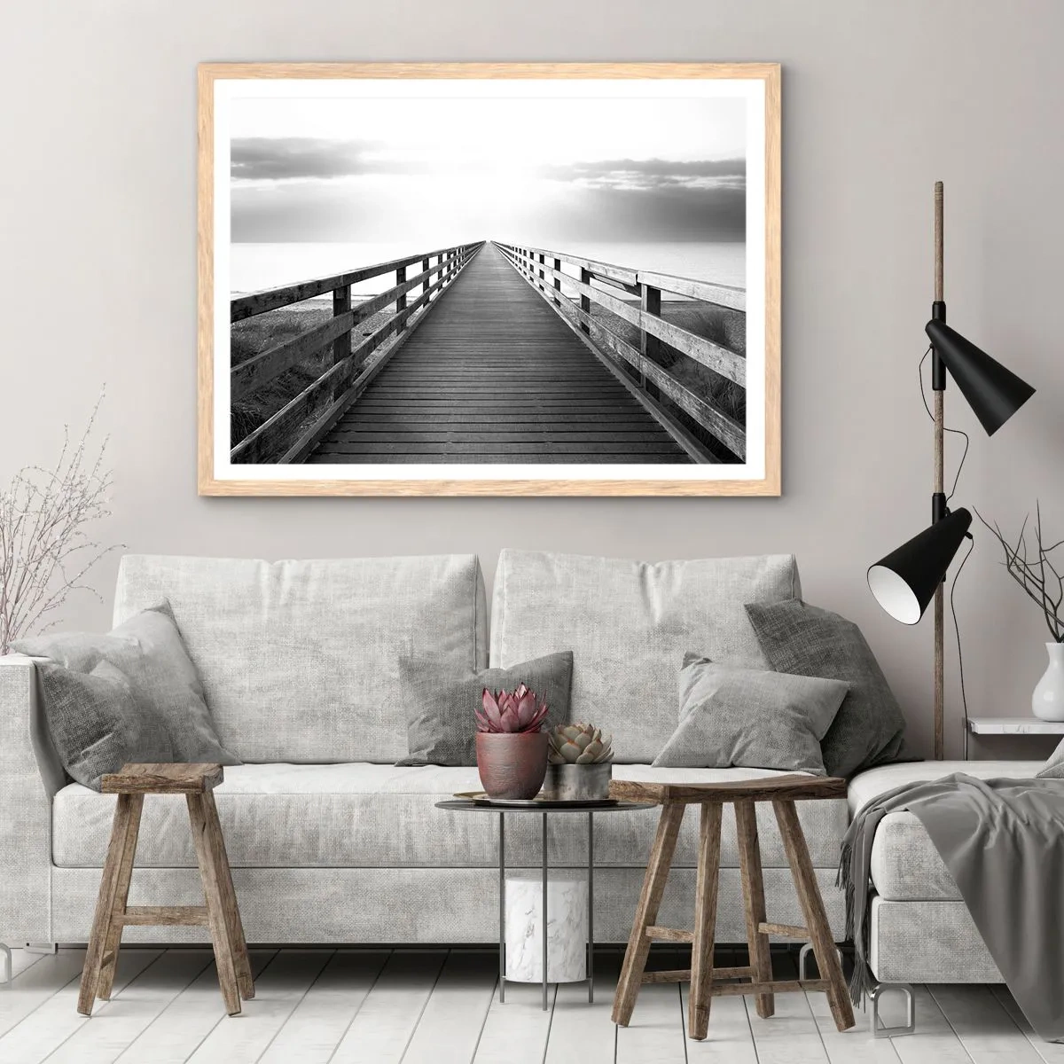 Poster in einem Rahmen aus heller Eiche - In die Ferne ... - 70x50 cm