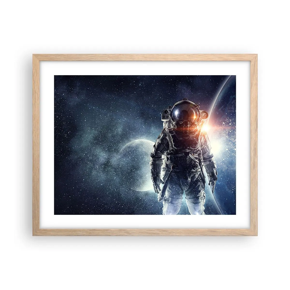 Poster in einem Rahmen aus heller Eiche - Weltraumabenteuer - 50x40 cm