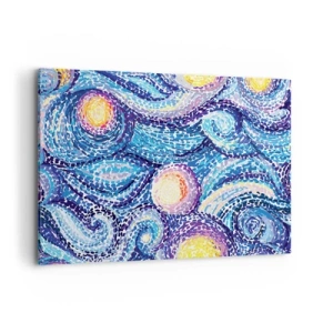 Bild auf Leinwand - Leinwandbild - Eine künstlerische Interpretation des Sternenhimmels im Stil von Van Gogh - 100x70cm - Aus einem Gemälde von van Gogh - Moderne Wanddekoration für Wohnzimmer und Schlafzimmer ARTTOR
