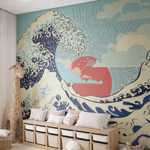Selbstklebende Fototapete Deluxe Sticker - Von japanischer Inspiration - Abstraktion, Meereswelle, Meer - 100x70 cm
