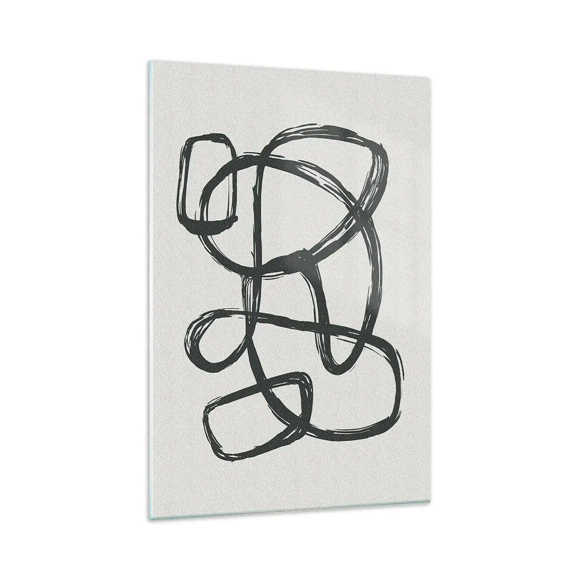 Glasbild - Bild auf glas - Abstrakte Linien erzeugen Freiformformen auf hellem Hintergrund - 80x120cm - Schleifenabstraktion - Moderne Wanddekoration für Wohnzimmer und Schlafzimmer ARTTOR