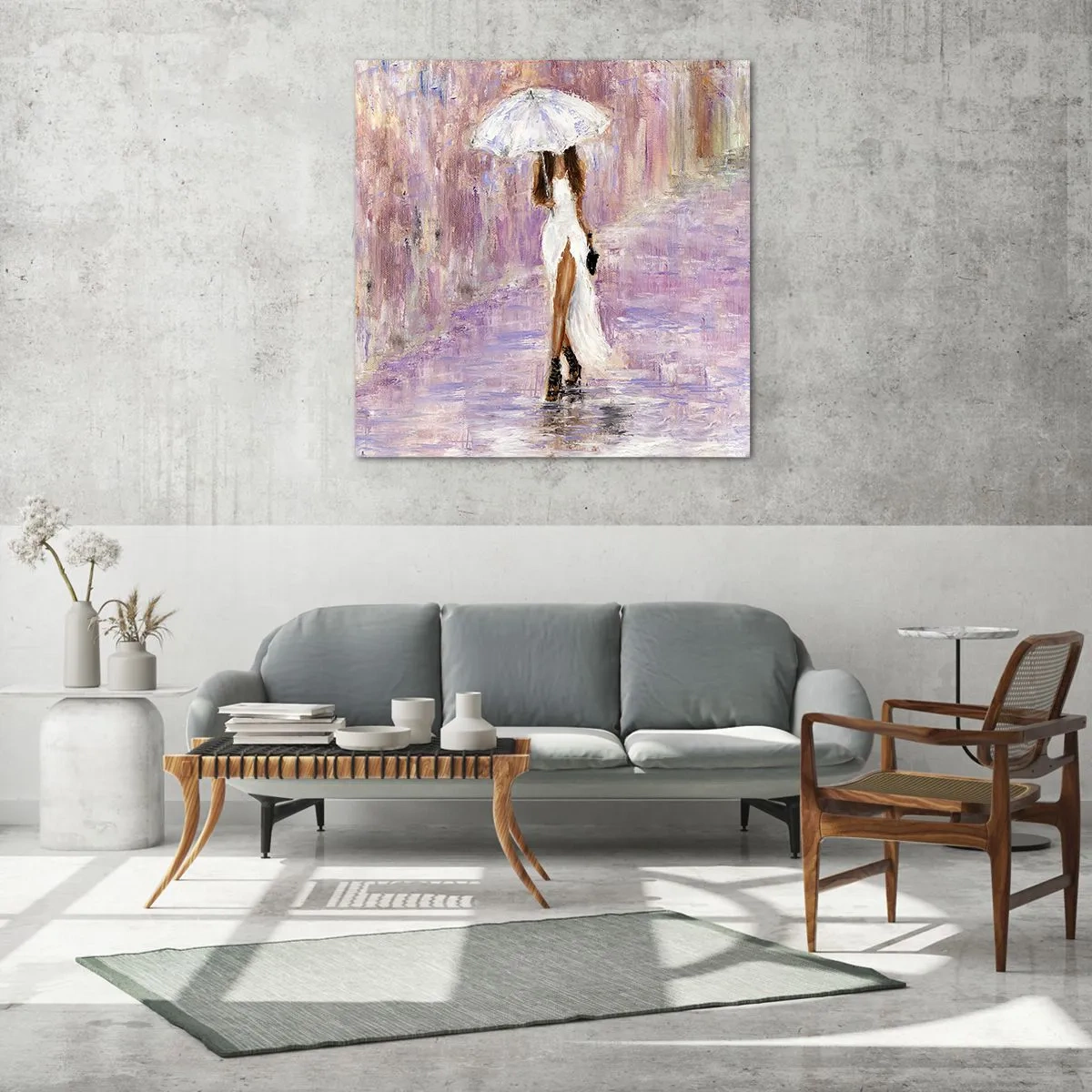 Glasbild - Bild auf glas - Im lila Regen - 30x30 cm