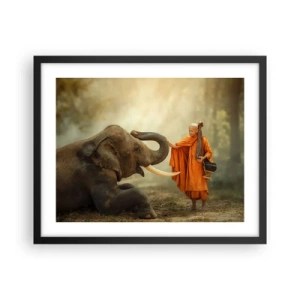 Poster in einem schwarzem Rahmen - Treffen unterwegs - 50x40 cm