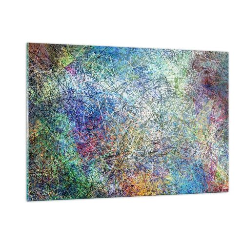 Glasbild - Bild auf glas - Bunte Abstraktion mit dynamischen Linien - 120x80cm - Es ist nicht so einfach - Moderne Wanddekoration für Wohnzimmer und Schlafzimmer ARTTOR