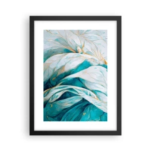 Poster in einem schwarzem Rahmen - Blaue Abstraktion mit goldenem Motiv - 30x40 cm