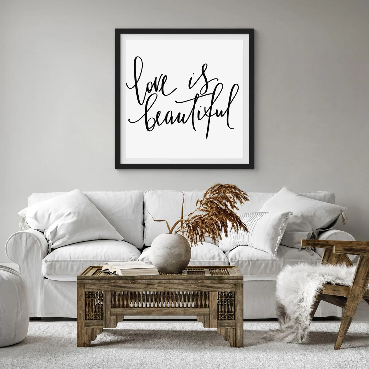 Poster in einem schwarzem Rahmen - Lies und wiederhol - 30x30 cm