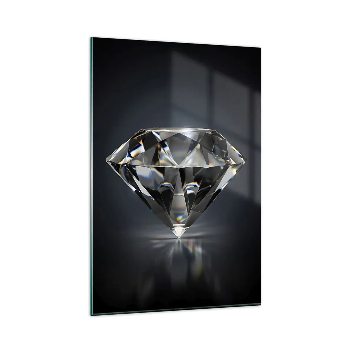 Glasbild - Bild auf glas - Eine künstlerische Interpretation eines Diamanten auf dunklem Hintergrund - 80x120cm - Beste Freundin - Moderne Wanddekoration für Wohnzimmer und Schlafzimmer ARTTOR