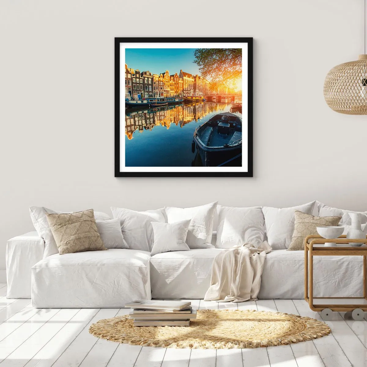Poster in einem schwarzem Rahmen - Morgen in Amsterdam - 30x30 cm