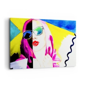 Bild auf Leinwand - Leinwandbild - Buntes Porträt einer Frau mit Sonnenbrille - 100x70cm - Ich bin nicht weiß und ich bin nicht schwarz - Moderne Wanddekoration für Wohnzimmer und Schlafzimmer ARTTOR