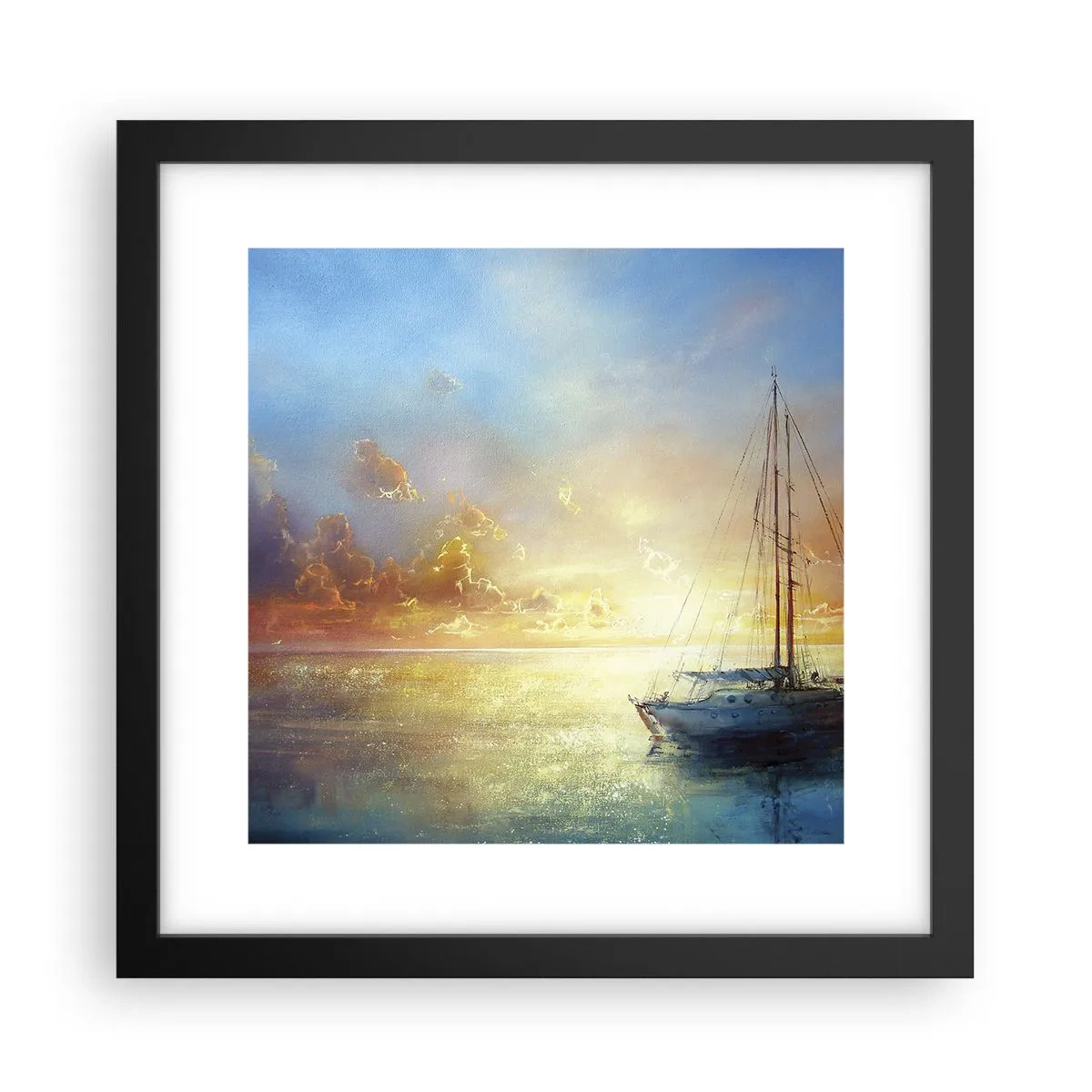 Poster in einem schwarzem Rahmen - In einer goldenen Bucht - 30x30 cm