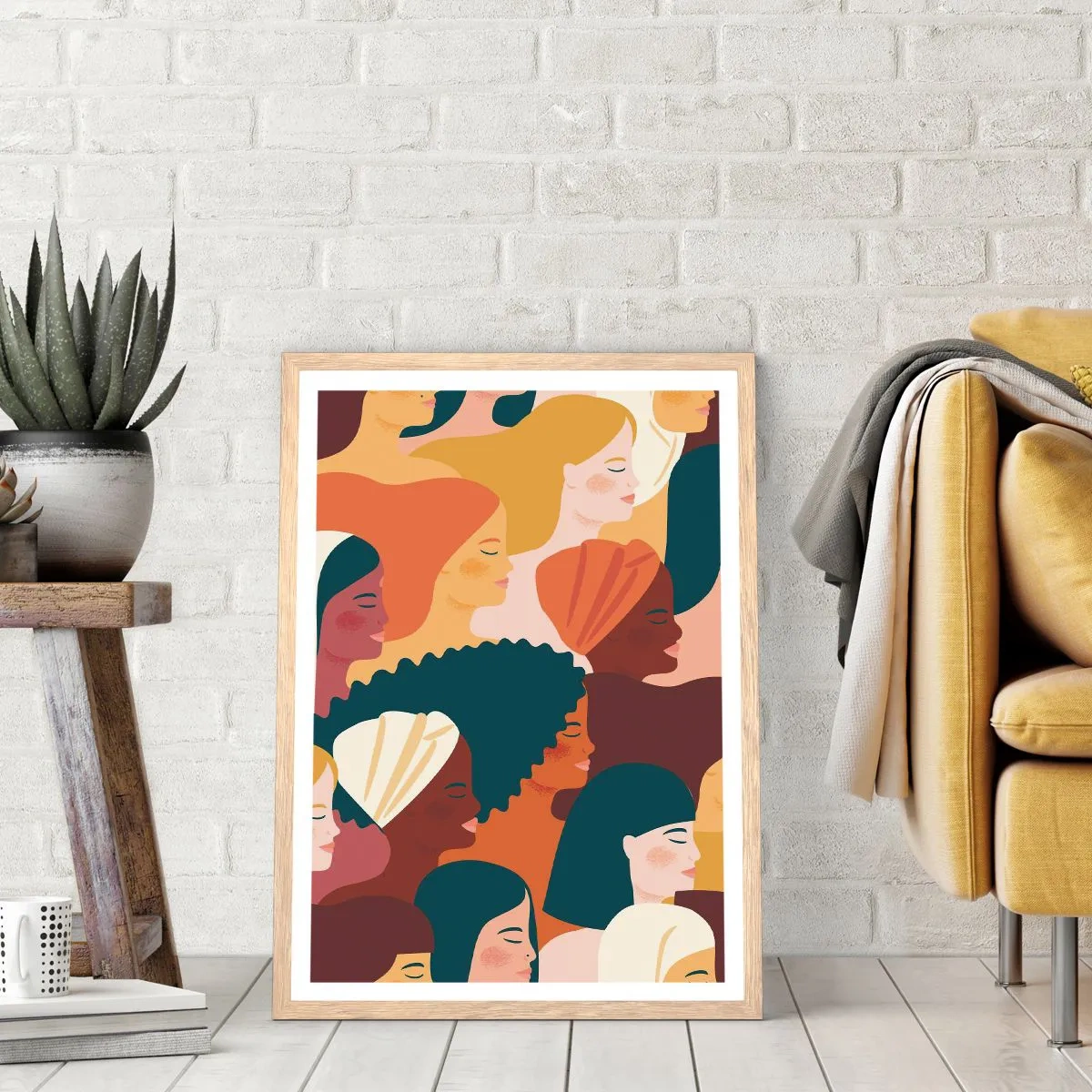 Poster in einem Rahmen aus heller Eiche - Nur Weiblichkeit - 50x70 cm