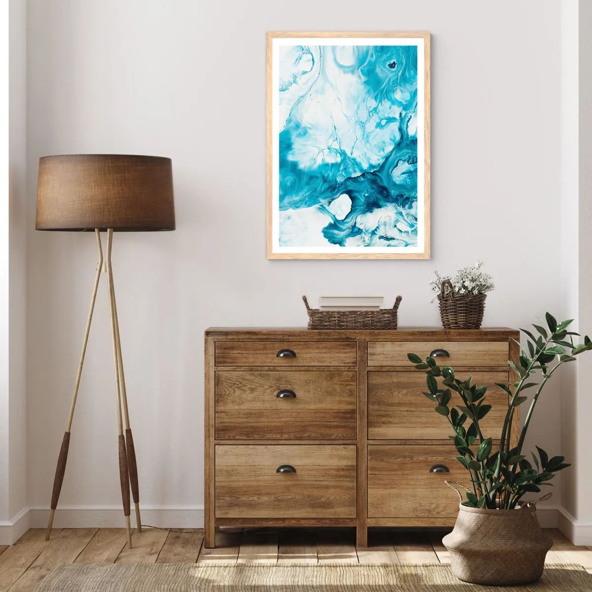 Poster in einem Rahmen aus heller Eiche - Blaues Konzert - 40x50 cm