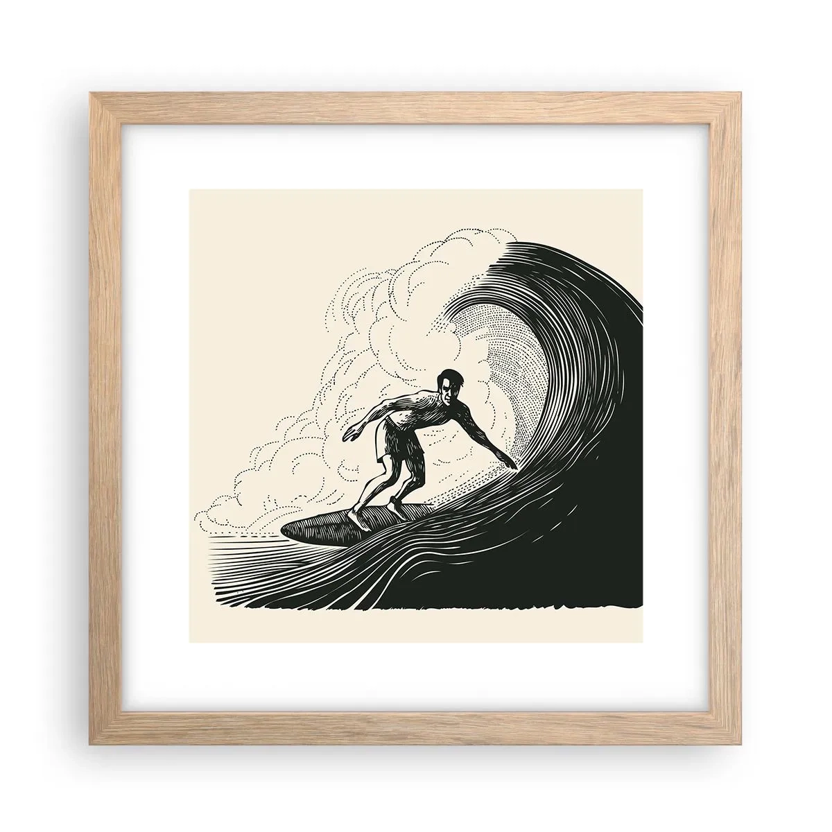 Poster in einem Rahmen aus heller Eiche - König der Welle - 30x30 cm