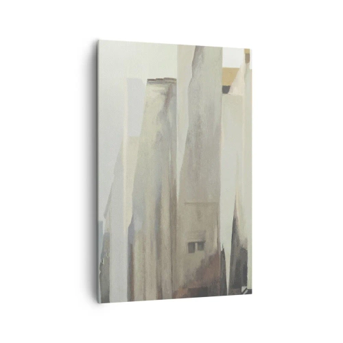 Bild auf Leinwand - Leinwandbild - Abstraktes Stadtbild in Pastelltönen - 80x120cm - Traum von der Stadt - Moderne Wanddekoration für Wohnzimmer und Schlafzimmer ARTTOR