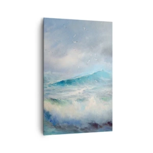 Bild auf Leinwand - Leinwandbild - Raue Wellen auf dem Ozean - 80x120cm - Der wind heulte mit Triumph - Moderne Wanddekoration für Wohnzimmer und Schlafzimmer ARTTOR