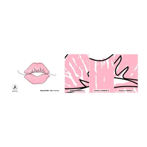 Fototapeten Muster Selbstklebend Deluxe Sticker - Bereit zum Küssen? - Grafik, Pinke Lippen, Stück - 100x30 cm