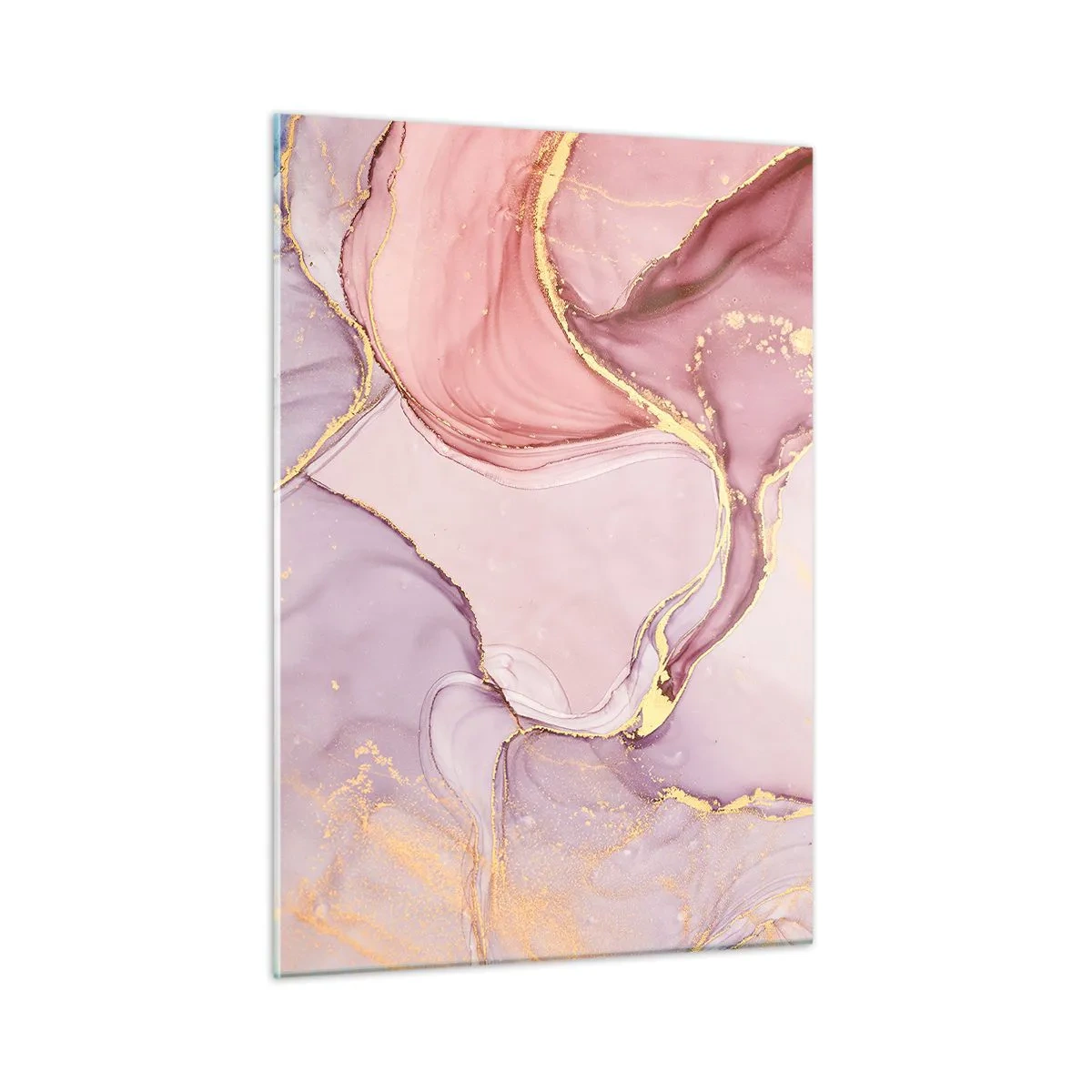 Glasbild - Bild auf glas - Eine abstrakte Komposition in Rosa- und Goldtönen - 50x70cm - Eine Liebkosung der Farben - Moderne Wanddekoration für Wohnzimmer und Schlafzimmer ARTTOR