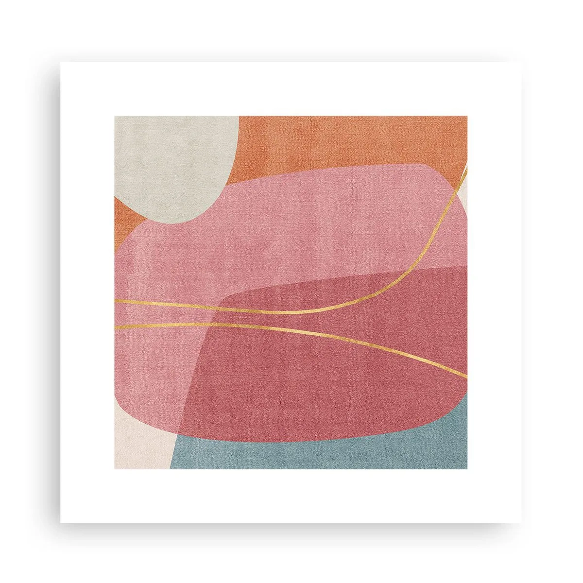 Poster - Pastellkomposition mit Goldfaden - 30x30 cm