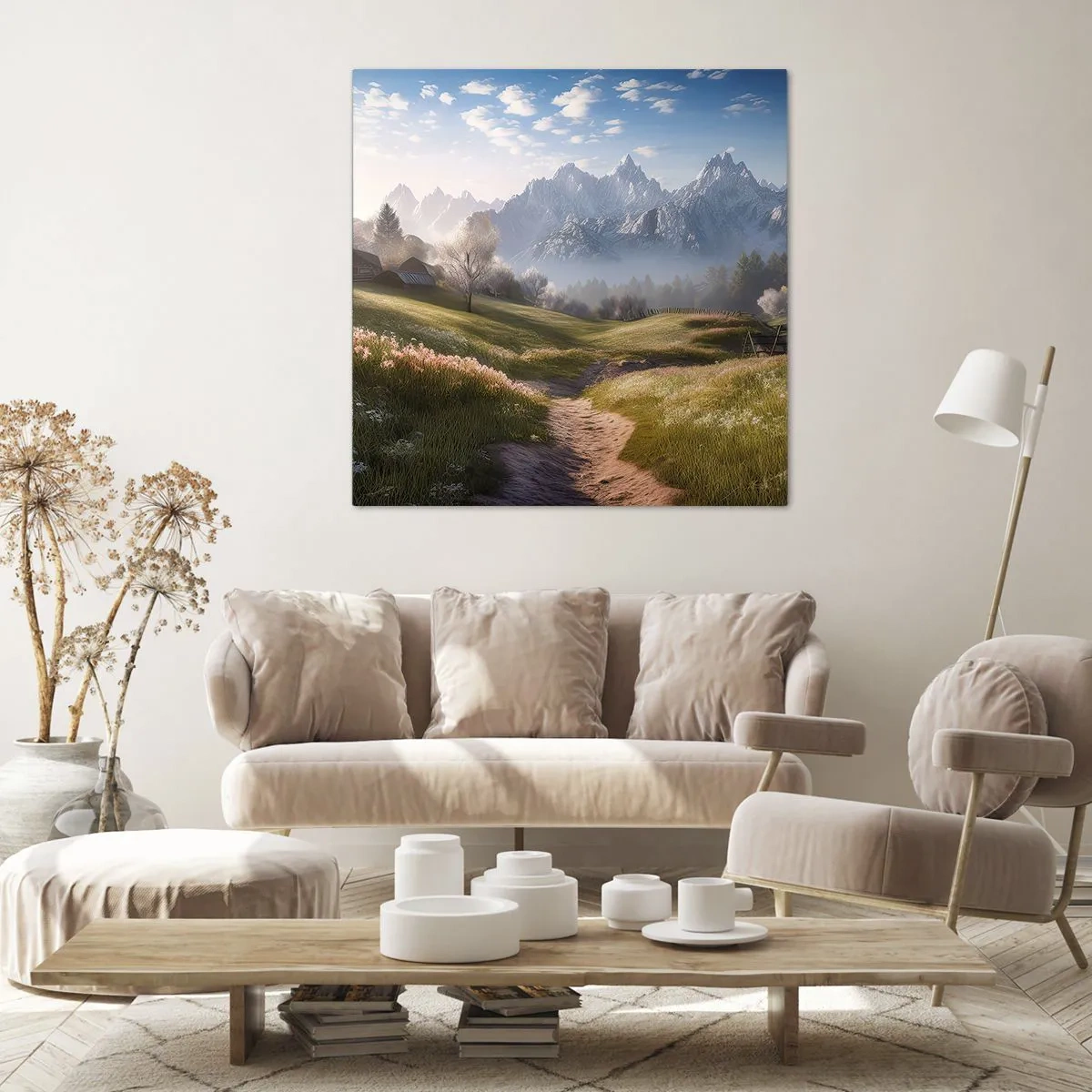 Bild auf Leinwand - Leinwandbild - Idyllisches Tal - 70x70 cm