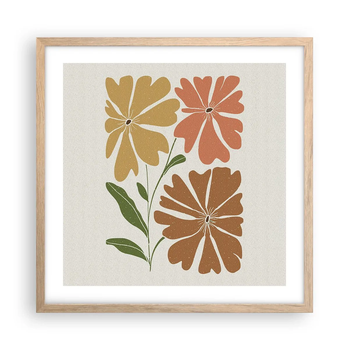 Poster in einem Rahmen aus heller Eiche - Natur und Geometrie - 50x50 cm