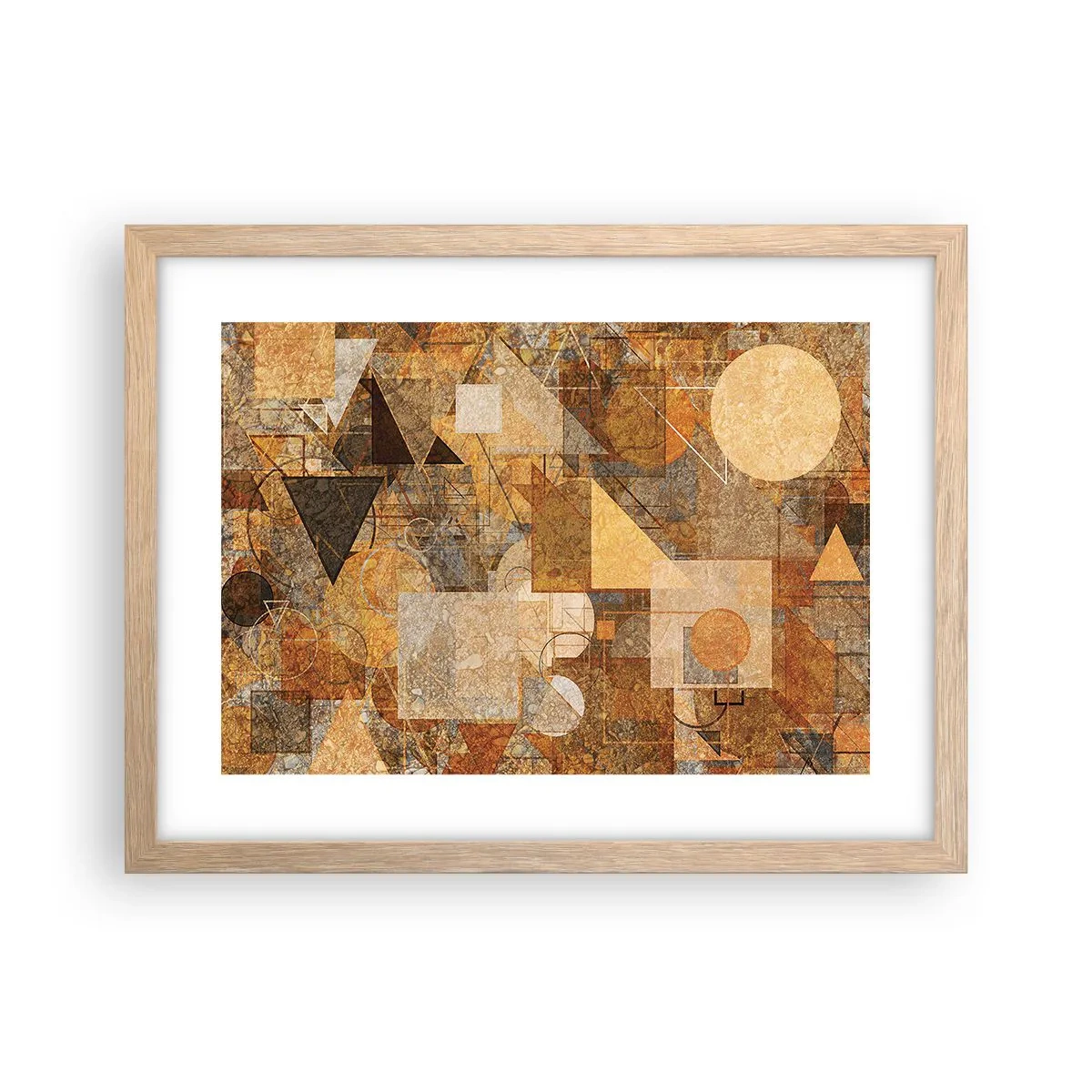 Poster in einem Rahmen aus heller Eiche - Eine kubistische Studie aus Bronze - 40x30 cm