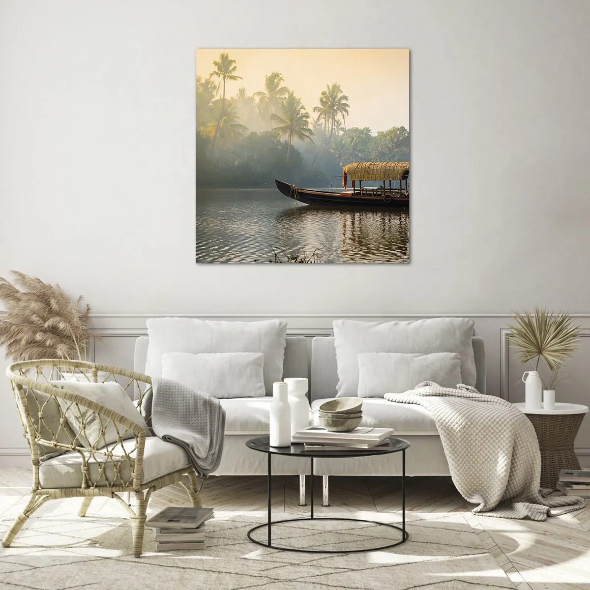 Glasbild - Bild auf glas - Haus am Fluss - 50x50 cm