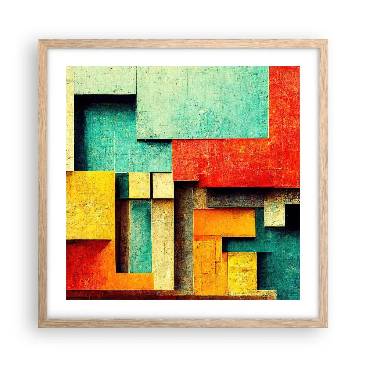 Poster in einem Rahmen aus heller Eiche - Festival der rechten Winkel - 50x50 cm