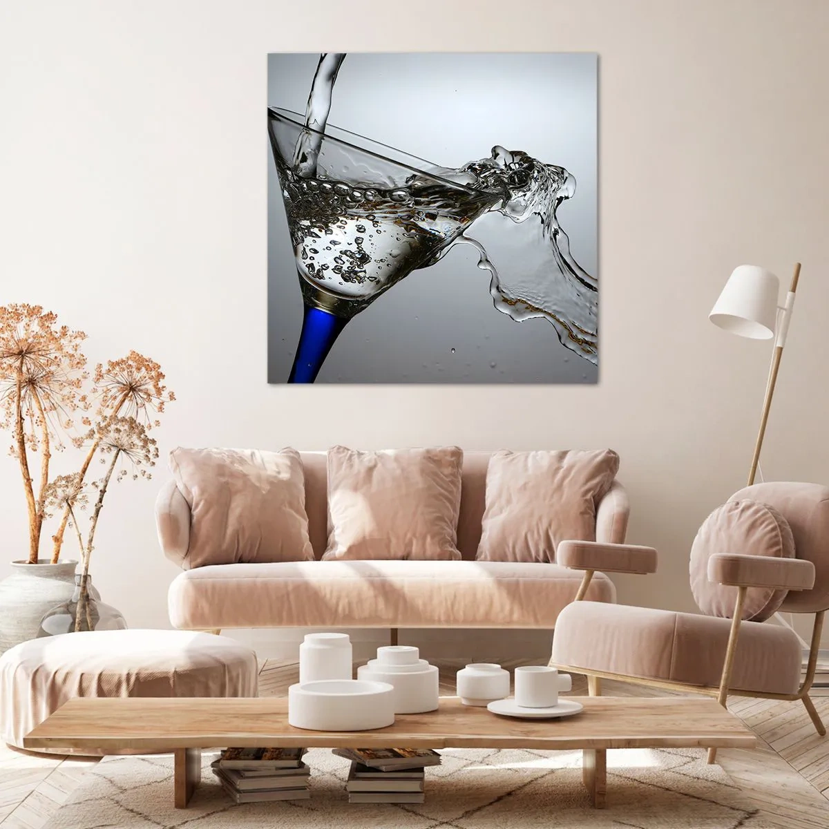 Bild auf Leinwand - Leinwandbild - Kristallwasser in Kristallglas - 50x50 cm