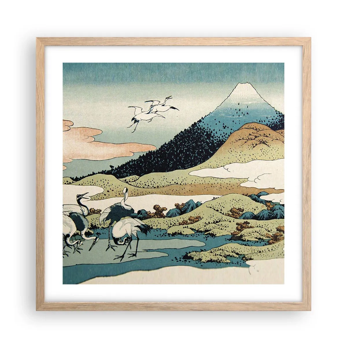 Poster in einem Rahmen aus heller Eiche - Im japanischen Geist - 50x50 cm