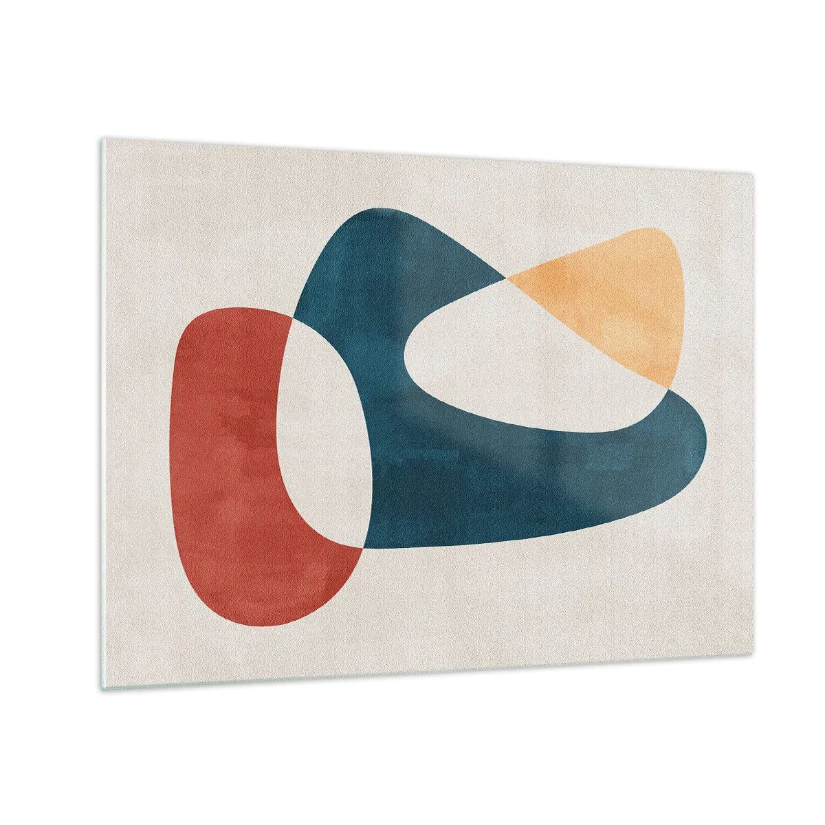 Glasbild - Bild auf glas - Minimalistische Abstraktion in Rot- und Marineblautönen - 70x50cm - Einflüsse und Metamorphosen - Moderne Wanddekoration für Wohnzimmer und Schlafzimmer ARTTOR