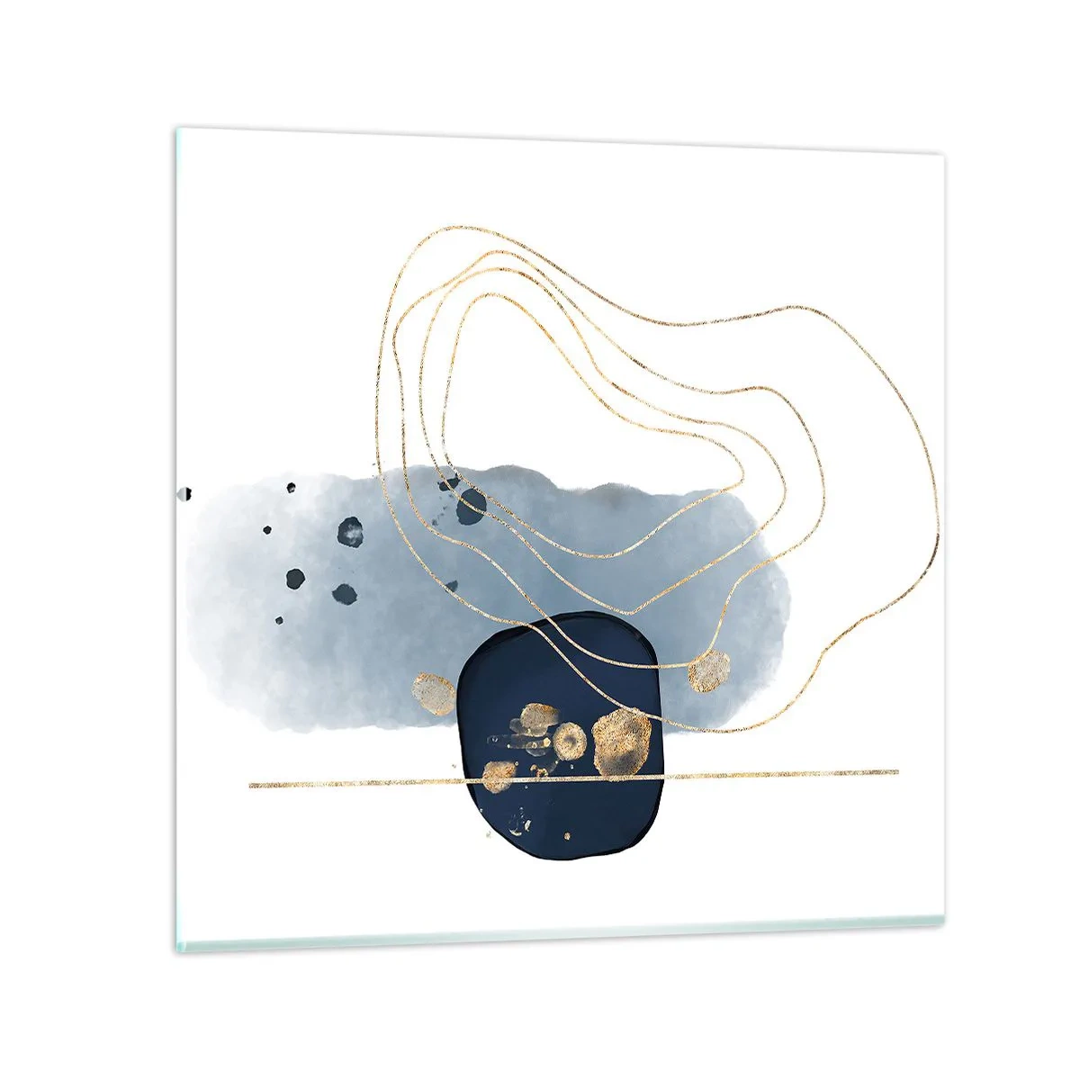 Glasbild - Bild auf glas - Blau-goldene Fantasie - 40x40 cm