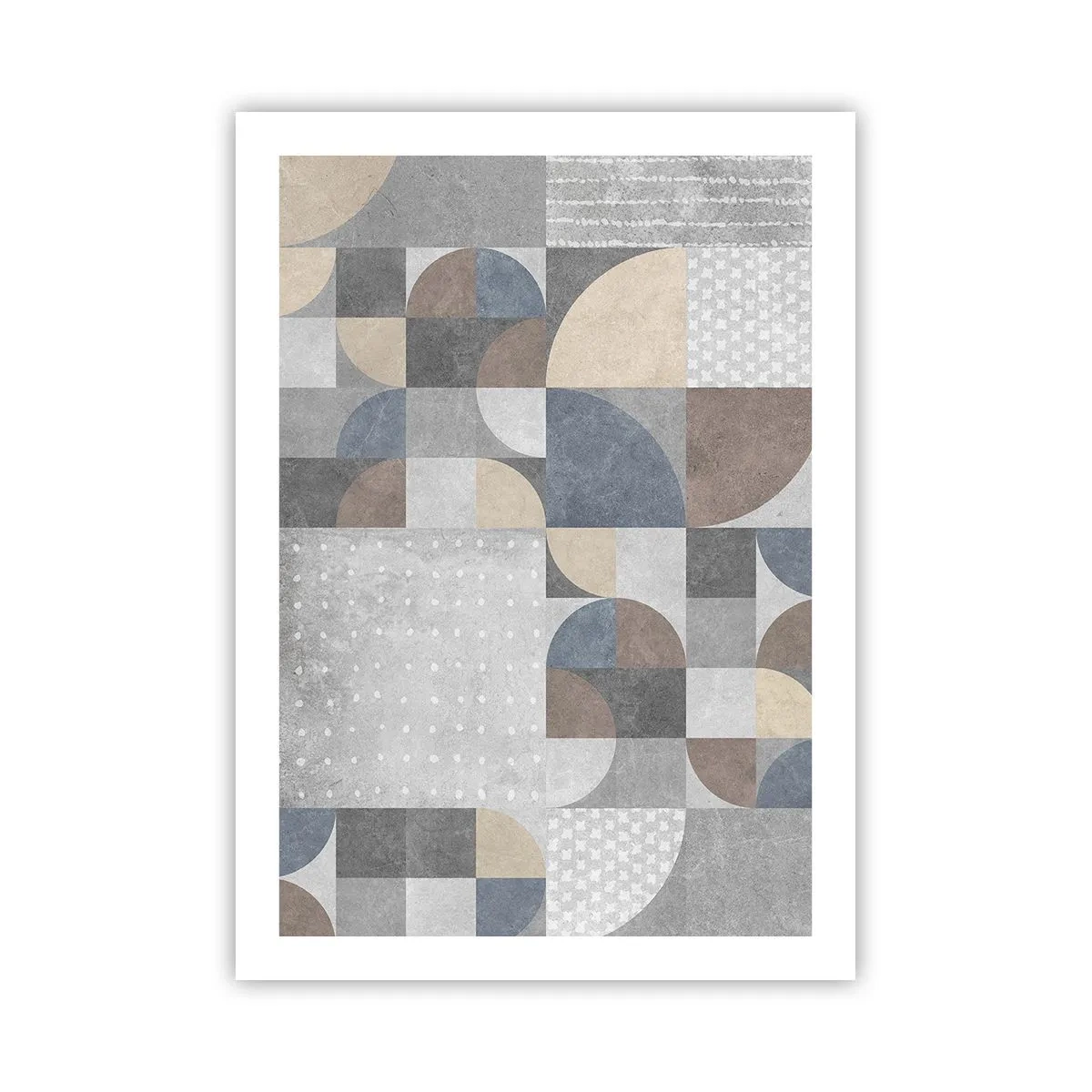 Poster - Geometrisches Muster in Grau- und Blautönen - 50x70cm - Keramische Fantasie - Moderne Wanddekoration für Wohnzimmer und Schlafzimmer ARTTOR