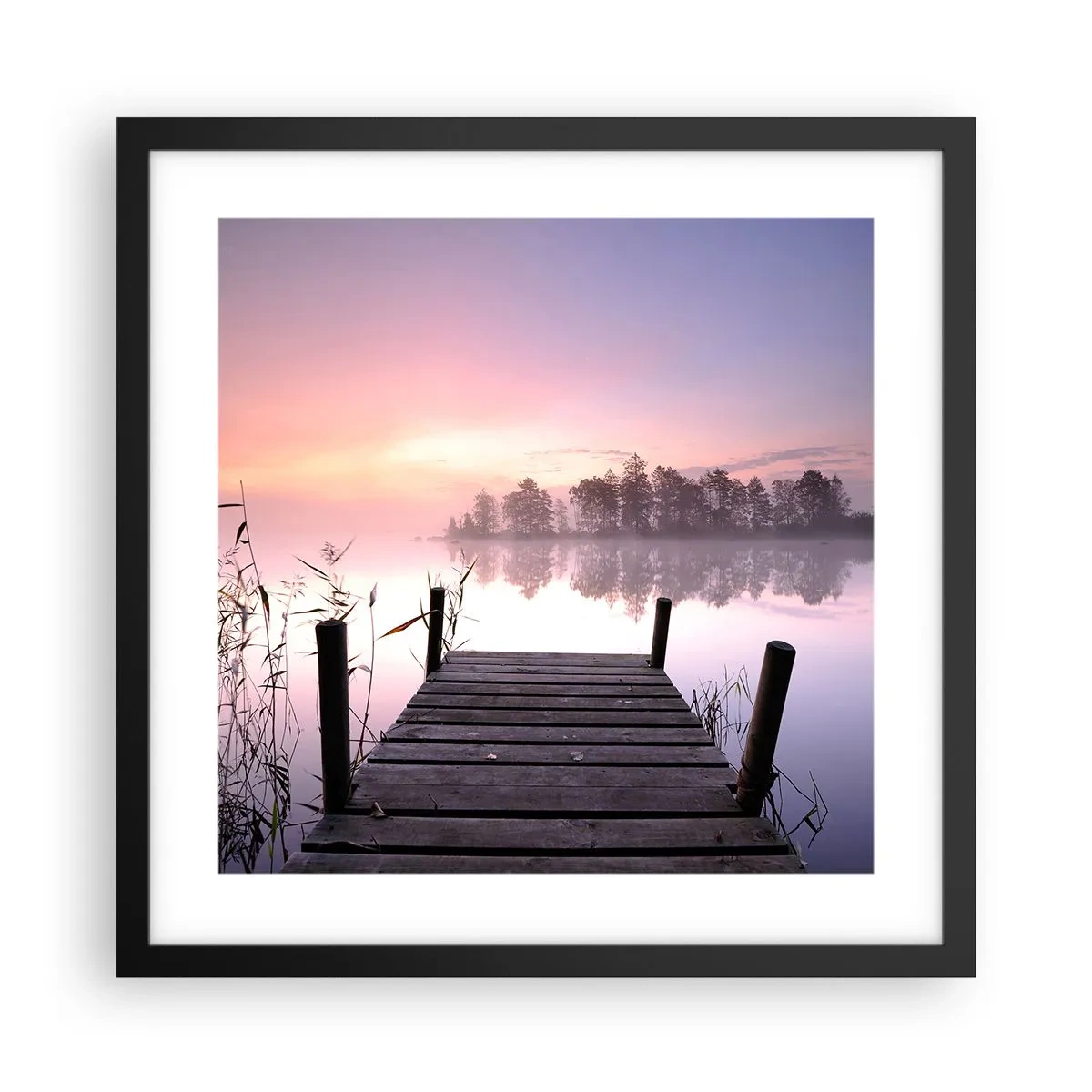 Poster in einem schwarzem Rahmen - Aus dem lila Nebel ... - 40x40 cm