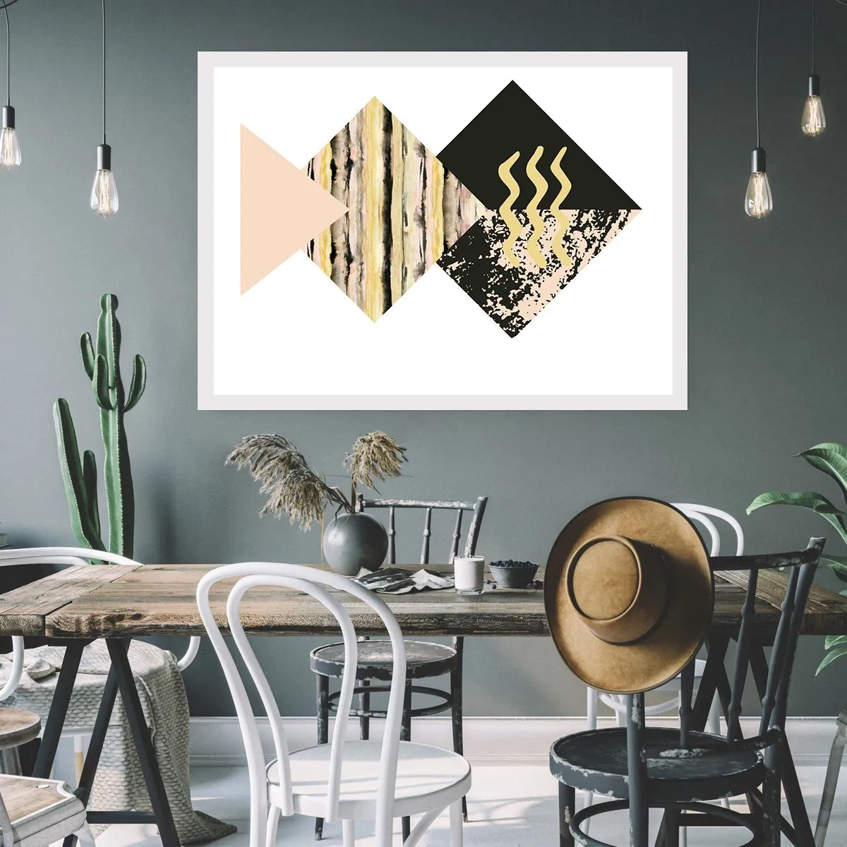 Poster - Geometrische Formen mit abstrakten Mustern - 100x70cm - Es ist nicht so einfach - Moderne Wanddekoration für Wohnzimmer und Schlafzimmer ARTTOR