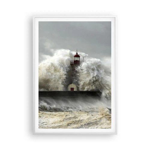 Poster in einem weißen Rahmen - Die Wut des Ozeans - 70x100 cm