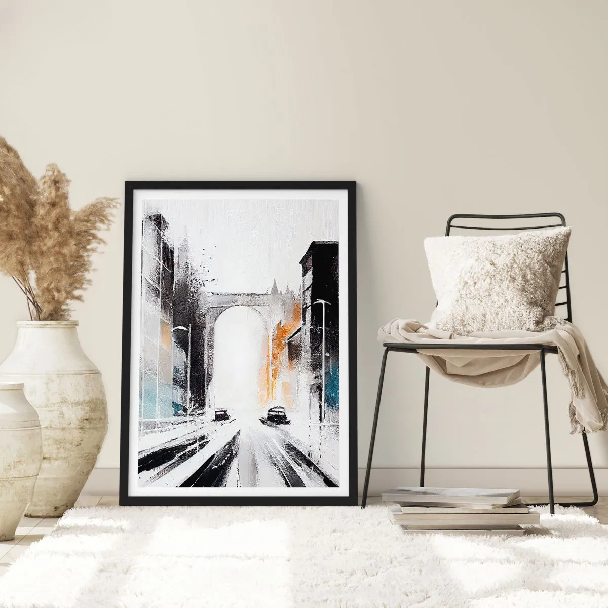 Poster in einem schwarzem Rahmen - Stadtstudie: Architektur und Bewegung - 40x50 cm