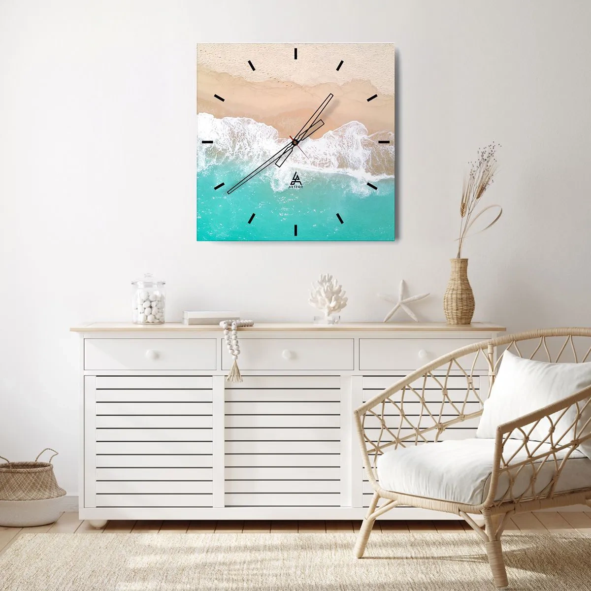 Wanduhr - Glasuhr - Eine streichelnde Berührung - 40x40 cm