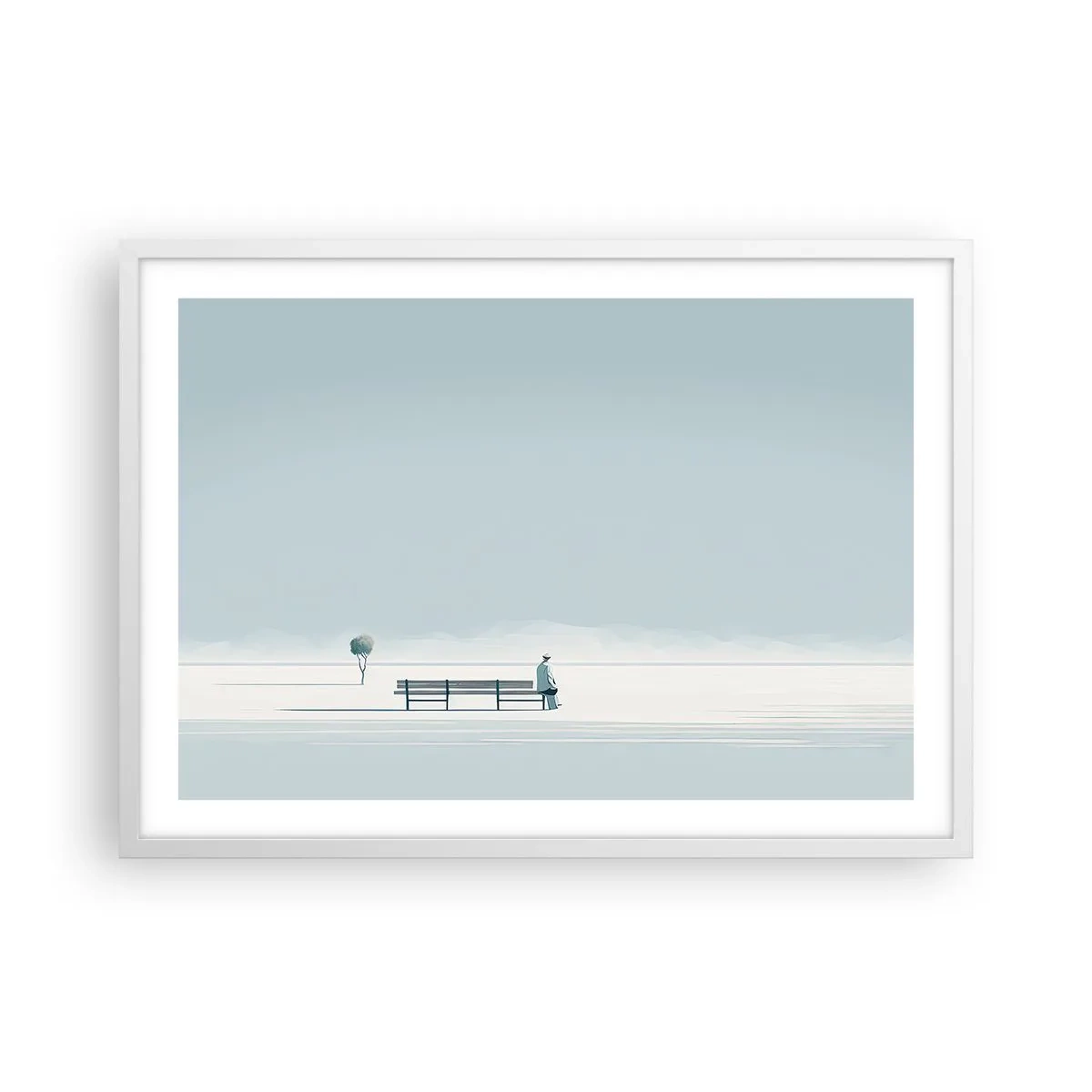 Poster in einem weißen Rahmen - Ja, ich warte. - 70x50 cm